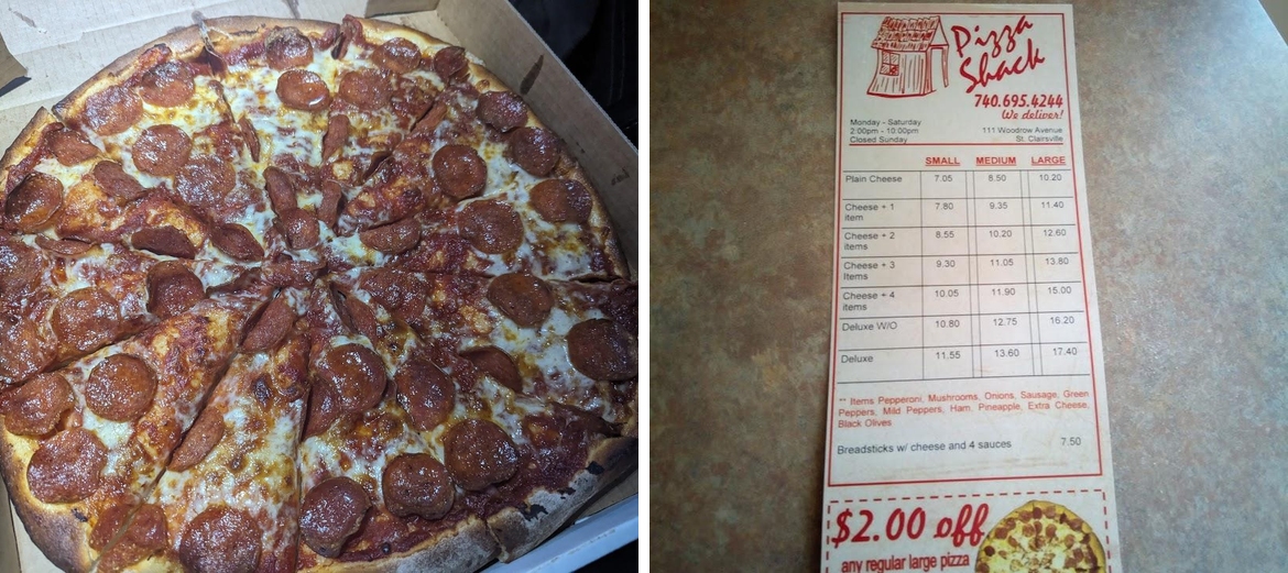 Pizza Shack Menu